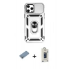 MARSİLYAN™- iPhone 12 Pro Max Kılıf Ahenk Klasik - Siyah Bilvis Hayalet Cam Ekran Koruyucu + Shine Kamera Lens Koruma Cam - GS