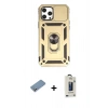 MARSİLYAN™- iPhone 12 Pro Max Kılıf Ahenk Klasik - Siyah Bilvis Hayalet Cam Ekran Koruyucu + Shine Kamera Lens Koruma Cam - GS