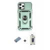 MARSİLYAN™- iPhone 12 Pro Max Kılıf Ahenk Klasik - Siyah Bilvis Hayalet Cam Ekran Koruyucu + Shine Kamera Lens Koruma Cam - PE