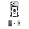 MARSİLYAN™- iPhone 12 Pro Max Kılıf Ahenk Klasik - Siyah Bilvis Hayalet Cam Ekran Koruyucu + Neon Fosforlu Kamera Lens - SI