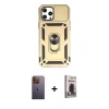 MARSİLYAN™- iPhone 12 Pro Max Kılıf Ahenk Klasik - Siyah Bilvis Hayalet Cam Ekran Koruyucu + Neon Fosforlu Kamera Lens - SI