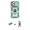 MARSİLYAN™- iPhone 12 Pro Max Kılıf Ahenk Klasik - Siyah Bilvis Hayalet Cam Ekran Koruyucu + Renkli Kamera Lens Koruma Cam - SI