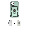 MARSİLYAN™- iPhone 12 Pro Max Kılıf Ahenk Klasik - Siyah Bilvis Hayalet Cam Ekran Koruyucu + Shine Kamera Lens - LT