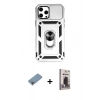 MARSİLYAN™- iPhone 12 Pro Max Kılıf Ahenk Klasik - Siyah Bilvis Hayalet Cam Ekran Koruyucu + Shine Kamera Lens Koruma Cam - GI