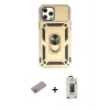 MARSİLYAN™- iPhone 12 Pro Max Kılıf Ahenk Klasik - Siyah Bilvis Hayalet Cam Ekran Koruyucu + Shine Kamera Lens Koruma Cam - SABE