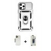 MARSİLYAN™- iPhone 12 Pro Max Kılıf Ahenk Klasik - Siyah Bilvis Hayalet Cam Ekran Koruyucu + Shine Kamera Lens - GD