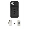 MARSİLYAN™- iPhone 12 Pro Max Kılıf Ahenk Klasik - Siyah Bilvis Hayalet Cam Ekran Koruyucu + Shine Kamera Lens - GD
