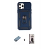 MARSİLYAN™- iPhone 12 Pro Max Kılıf Ahenk Klasik - Siyah Bilvis Hayalet Cam Ekran Koruyucu + Shine Kamera Lens Koruma Cam - GI