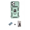 MARSİLYAN™- iPhone 12 Pro Max Kılıf Ahenk Klasik - Siyah Bilvis Hayalet Cam Ekran Koruyucu + Shine Kamera Lens Koruma Cam - GI