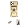 MARSİLYAN™- iPhone 12 Pro Max Kılıf Ahenk Klasik - Siyah Bilvis Hayalet Cam Ekran Koruyucu + Shine Kamera Lens Koruma Cam - SABE