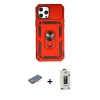 MARSİLYAN™- iPhone 12 Pro Max Kılıf Ahenk Klasik - Siyah Bilvis Hayalet Cam Ekran Koruyucu + Renkli Kamera Lens Koruma Cam - TU
