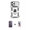 MARSİLYAN™- iPhone 12 Pro Max Kılıf Ahenk Klasik - Siyah Joko 5D Cam + Neon Fosforlu Kamera Lens - BZ