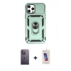 MARSİLYAN™- iPhone 12 Pro Max Kılıf Ahenk Klasik - Siyah Joko 5D Cam + Neon Fosforlu Kamera Lens - BZ