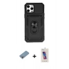 MARSİLYAN™- iPhone 12 Pro Max Kılıf Ahenk Klasik - Siyah Joko 5D Cam + Shine Kamera Lens Koruma Cam - GI