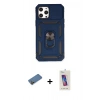 MARSİLYAN™- iPhone 12 Pro Max Kılıf Ahenk Klasik - Siyah Joko 5D Cam + Gold Shine Kamera Lens Koruma Cam