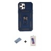 MARSİLYAN™- iPhone 12 Pro Max Kılıf Ahenk Klasik - Siyah Joko 5D Cam + Shine Kamera Lens Koruma Cam - GS