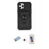 MARSİLYAN™- iPhone 12 Pro Max Kılıf Ahenk Klasik - Siyah Joko 5D Cam + Shine Kamera Lens Koruma Cam - MI