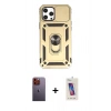 MARSİLYAN™- iPhone 12 Pro Max Kılıf Ahenk Klasik - Siyah Joko 5D Cam + Neon Fosforlu Kamera Lens - TU