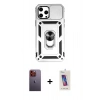 MARSİLYAN™- iPhone 12 Pro Max Kılıf Ahenk Klasik - Siyah Joko 5D Cam + Neon Fosforlu Kamera Lens - TU