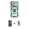 MARSİLYAN™- iPhone 12 Pro Max Kılıf Ahenk Klasik - Siyah Joko 5D Cam + Neon Fosforlu Kamera Lens - TU