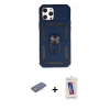 MARSİLYAN™- iPhone 12 Pro Max Kılıf Ahenk Klasik - Siyah Joko 5D Cam + Renkli Kamera Lens Koruma Cam - PE