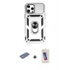 MARSİLYAN™- iPhone 12 Pro Max Kılıf Ahenk Klasik - Siyah Joko 5D Cam + Renkli Kamera Lens Koruma Cam - YL