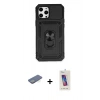MARSİLYAN™- iPhone 12 Pro Max Kılıf Ahenk Klasik - Siyah Joko 5D Cam + Renkli Kamera Lens Koruma Cam - YL