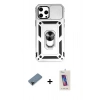 MARSİLYAN™- iPhone 12 Pro Max Kılıf Ahenk Klasik - Siyah Joko 5D Cam + Shine Kamera Lens Koruma Cam - SH