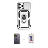 MARSİLYAN™- iPhone 12 Pro Max Kılıf Ahenk Klasik - Siyah Joko 5D Cam + Neon Fosforlu Kamera Lens - YL