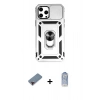 MARSİLYAN™- iPhone 12 Pro Max Kılıf Ahenk Klasik - Siyah Joko Magic 5D Cam + Kırmızı Metal Kamera Lens Koruma Cam