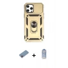 MARSİLYAN™- iPhone 12 Pro Max Kılıf Ahenk Klasik - Siyah Joko Magic 5D Cam + Pembe Shine Kamera Lens Koruma Cam