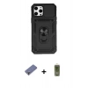 MARSİLYAN™- iPhone 12 Pro Max Kılıf Ahenk Klasik - Siyah Joko Magic 5D Hayalet Cam + Metal Kamera Lens Koruma Cam - GD