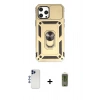 MARSİLYAN™- iPhone 12 Pro Max Kılıf Ahenk Klasik - Siyah Joko Magic 5D Hayalet Cam + Lacivert Shine Kamera Lens