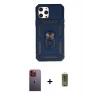MARSİLYAN™- iPhone 12 Pro Max Kılıf Ahenk Klasik - Siyah Joko Magic 5D Hayalet Cam + Neon Fosforlu Kamera Lens - TU