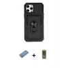MARSİLYAN™- iPhone 12 Pro Max Kılıf Ahenk Klasik - Siyah Joko Magic 5D Hayalet Cam + Shine Kamera Lens Koruma Cam - GS
