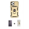 MARSİLYAN™- iPhone 12 Pro Max Kılıf Ahenk Klasik - Siyah Mat Seramik Nano Ekran Koruyucu + Neon Fosforlu Kamera Lens - BZ