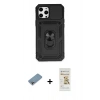MARSİLYAN™- iPhone 12 Pro Max Kılıf Ahenk Klasik - Siyah Mat Seramik Nano Ekran Koruyucu + Gökkuşağı Shine Kamera Lens Koruma Cam