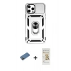 MARSİLYAN™- iPhone 12 Pro Max Kılıf Ahenk Klasik - Siyah Mat Seramik Nano Ekran Koruyucu + Shine Kamera Lens Koruma Cam - GD