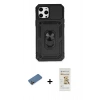 MARSİLYAN™- iPhone 12 Pro Max Kılıf Ahenk Klasik - Siyah Mat Seramik Nano Ekran Koruyucu + Shine Kamera Lens Koruma Cam - GD
