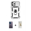MARSİLYAN™- iPhone 12 Pro Max Kılıf Ahenk Klasik - Siyah Mat Seramik Nano Ekran Koruyucu + Neon Fosforlu Kamera Lens - MI