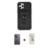 MARSİLYAN™- iPhone 12 Pro Max Kılıf Ahenk Klasik - Siyah Mat Seramik Nano Ekran Koruyucu + Neon Fosforlu Kamera Lens - YL