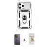 MARSİLYAN™- iPhone 12 Pro Max Kılıf Ahenk Klasik - Siyah Mat Seramik Nano Ekran Koruyucu + Neon Fosforlu Kamera Lens - YL