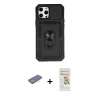 MARSİLYAN™- iPhone 12 Pro Max Kılıf Ahenk Klasik - Siyah Mat Seramik Nano Ekran Koruyucu + Renkli Kamera Lens Koruma Cam - SI
