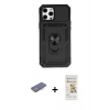 MARSİLYAN™- iPhone 12 Pro Max Kılıf Ahenk Klasik - Siyah Mat Seramik Nano Ekran Koruyucu + Renkli Kamera Lens Koruma Cam - MI