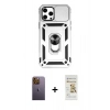 MARSİLYAN™- iPhone 12 Pro Max Kılıf Ahenk Klasik - Siyah Mat Seramik Nano Ekran Koruyucu + Neon Fosforlu Kamera Lens - SI
