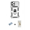 MARSİLYAN™- iPhone 12 Pro Max Kılıf Ahenk Klasik - Siyah Mat Seramik Nano Ekran Koruyucu + Shine Kamera Lens Koruma Cam - MI