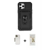 MARSİLYAN™- iPhone 12 Pro Max Kılıf Ahenk Klasik - Siyah Mat Seramik Nano Ekran Koruyucu + Shine Kamera Lens - GD