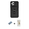 MARSİLYAN™- iPhone 12 Pro Max Kılıf Ahenk Klasik - Siyah Mat Seramik Nano Ekran Koruyucu + Shine Kamera Lens Koruma Cam - GS