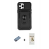 MARSİLYAN™- iPhone 12 Pro Max Kılıf Ahenk Klasik - Siyah Mat Seramik Nano Ekran Koruyucu + Shine Kamera Lens Koruma Cam - PE