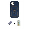 MARSİLYAN™- iPhone 12 Pro Max Kılıf Ahenk Klasik - Siyah Polymer Nano Ekran Koruyucu + Metal Kamera Lens Koruma Cam - GD
